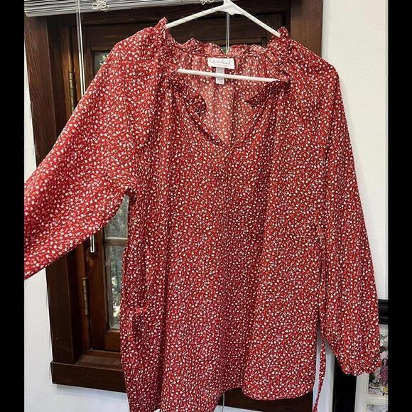 Tops - ingrid and isabel maternity Xlarge red floral long sleeve summer blouse